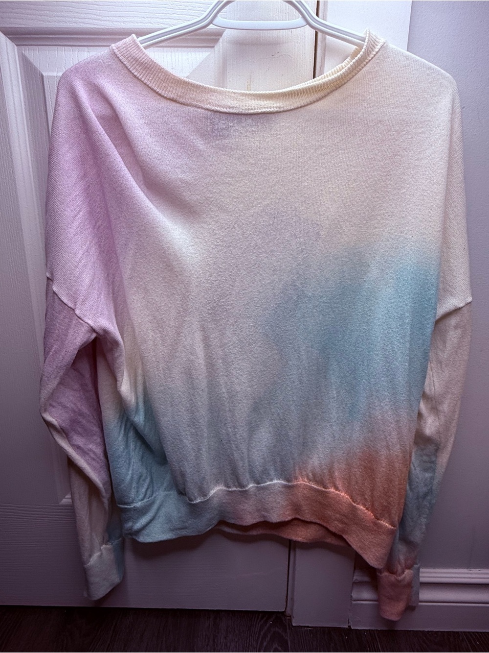 360 Cashmere Pastel Ombre Pullover Sweatshirt in Pink, Blue & Peach